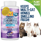 Bodhi Dog Cat Litter Odor Eliminator - Natural Gentle Deodorizer & Freshener for Strong Urine Smell - Long-Lasting Formula, Easy to Use, Reduces Litter Box Changes - Violet Potpourri Scent - Made in USA
