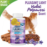 Bodhi Dog Cat Litter Odor Eliminator - Natural Gentle Deodorizer & Freshener for Strong Urine Smell - Long-Lasting Formula, Easy to Use, Reduces Litter Box Changes - Violet Potpourri Scent - Made in USA