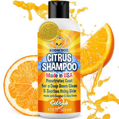 Bodhi Dog New Refreshing Orange Citrus Dog Shampoo | Deep Cleaning Formula with Coconut and Aloe Vera | Natural Soothing & Moisturizing Pet Dog Puppy and Cat Wash | Made in USA