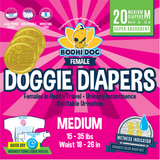 Bodhi Dog Disposable Female Dog Diapers - Super Absorbent Dog Diapers for Female Heat Cycle - Adjustable Fit Pee Wraps for Potty Training, Moisture Control & Wetness Indicator - Extra Small to Extra Large (20 Count)
