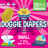 Bodhi Dog Disposable Female Dog Diapers - Super Absorbent Dog Diapers for Female Heat Cycle - Adjustable Fit Pee Wraps for Potty Training, Moisture Control & Wetness Indicator - Extra Small to Extra Large (20 Count)