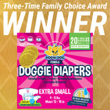 Bodhi Dog Disposable Female Dog Diapers - Super Absorbent Dog Diapers for Female Heat Cycle - Adjustable Fit Pee Wraps for Potty Training, Moisture Control & Wetness Indicator - Extra Small to Extra Large (20 Count)