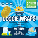 Bodhi Dog Disposable Male Dog Diapers - Super Absorbent, Leak-Proof Pee Wraps - Adjustable Fit, Comfortable Design, Advanced Moisture Control, and Wetness Indicator - Extra Small to Extra Large (20 Count)