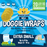 Bodhi Dog Disposable Male Dog Diapers - Super Absorbent, Leak-Proof Pee Wraps - Adjustable Fit, Comfortable Design, Advanced Moisture Control, and Wetness Indicator - Extra Small to Extra Large (20 Count)