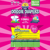Bodhi Dog Disposable Female Dog Diapers - Super Absorbent Dog Diapers for Female Heat Cycle - Adjustable Fit Pee Wraps for Potty Training, Moisture Control & Wetness Indicator - Extra Small to Extra Large (20 Count)