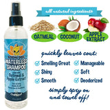 Bodhi Dog Waterless Shampoo - Natural Dry Shampoo for Dogs & Cats - Neutralizes Pet Odor - No Rinse Required - Made of Natural Extracts - Safe for Sensitive Skin - Made in USA (Oatmeal & Apple)