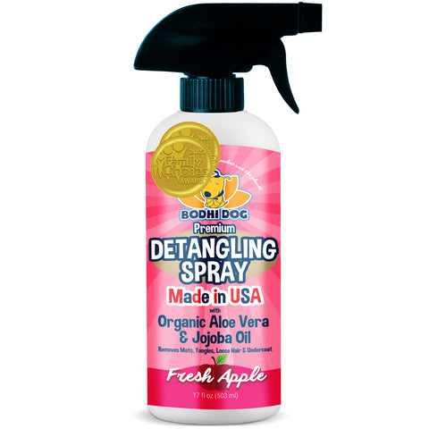 Bodhi Dog Detangling Spray - Fur & Hair Detangler Spray for Dogs & Cats - Easily Removes Mats, Tangles & Knots - Pet Grooming Essentials - Made in USA - Fresh Apple