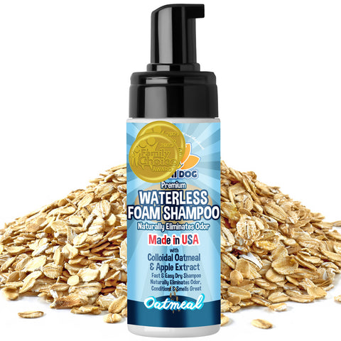 Bodhi Dog Waterless Foaming Shampoo - Dry Shampoo for Bathless Cleaning, No Rinse Required - Natural, Gentle Cleaner for Sensitive Skin - Made in USA (Oatmeal)
