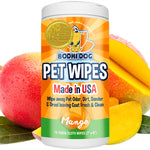 Bodhi Dog Pet Wipes - Grooming, Cleaning and Deodorizing Wipes for Dogs & Cats - No Parabens or SLS - Large, Thick, Wet Wipes - Wipe Away Pet Odors & Refreshes Coat - Mango Scent (75 Count)