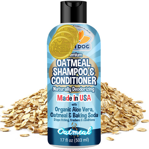 Bodhi Dog Oatmeal Shampoo & Conditioner - Hypoallergenic Formula - Naturally Deodorize Dogs, Cats & Pets - Made w/Organic Ingredients - Moisturizes Dry & Itchy Skin - Made in USA (Oatmeal)