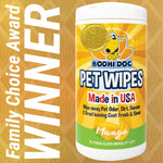 Bodhi Dog Pet Wipes - Grooming, Cleaning and Deodorizing Wipes for Dogs & Cats - No Parabens or SLS - Large, Thick, Wet Wipes - Wipe Away Pet Odors & Refreshes Coat - Mango Scent (75 Count)