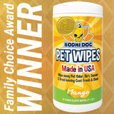 Bodhi Dog Pet Wipes - Grooming, Cleaning and Deodorizing Wipes for Dogs & Cats - No Parabens or SLS - Large, Thick, Wet Wipes - Wipe Away Pet Odors & Refreshes Coat - Mango Scent (75 Count)