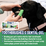 Bodhi Dog Pet Toothbrush Combo Pack | Soft Finger and Dual-Ended Long Toothbrushes | Dog Toothbrush with Soft Bristles for Pet Dental Care | Easy Teeth Cleaning and Gum Health (6 Long & 6 Finger)