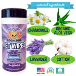 Bodhi Dog Pet Wipes - Grooming, Cleaning and Deodorizing Wipes for Dogs & Cats - No Parabens or SLS - Large, Thick, Wet Wipes - Wipe Away Pet Odors & Refreshes Coat - Lavender Scent (60 Count)